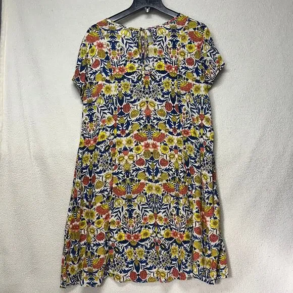 H&M Boho Floral Mini Dress Size 8 Flowy Viscose Shift Dress - Picture 5 of 8